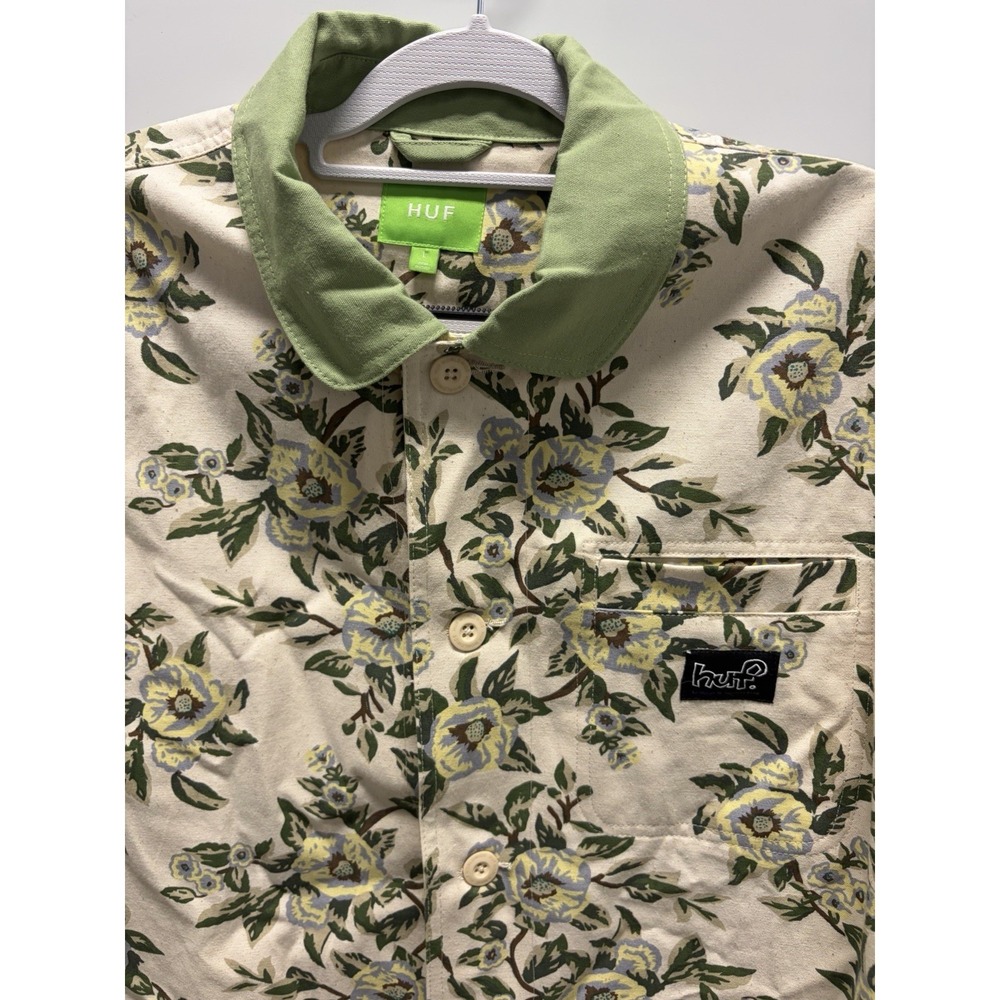 HUF Floral Chore Coat Jacket Size Large Men's  Green - Picture 3 of 6